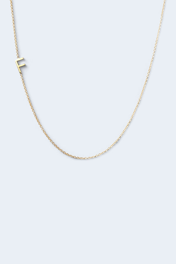 "F" Alphabet Letter Necklace - Yellow Gold