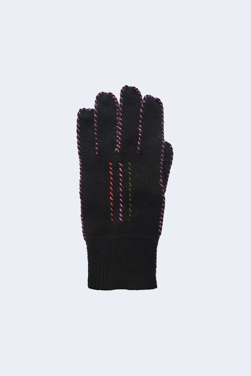 Cashmere Stitch Gloves in Black Multi