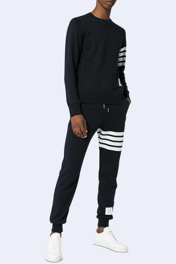 Classic Loop Back Sweatpant with Engineered 4 Bar Stripe in Navy