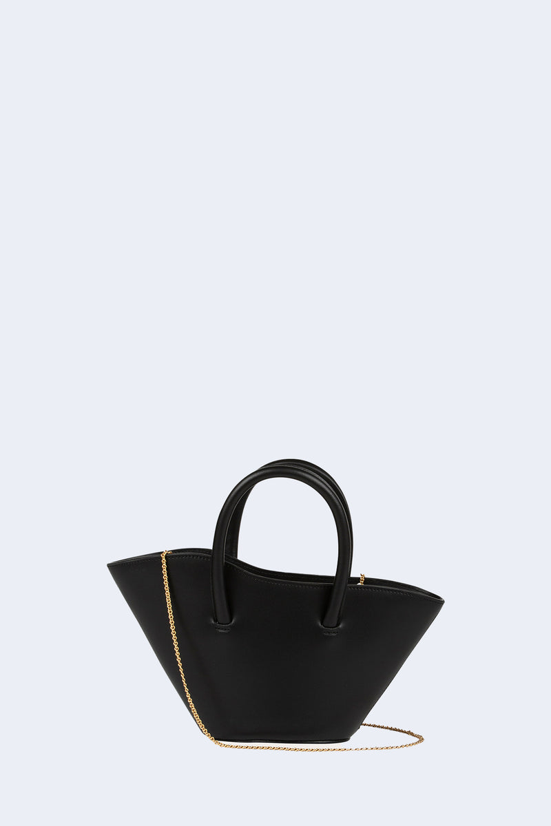 Chained Open Tulip Micro Tote in Black