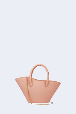 Chained Open Tulip Micro Tote in Dusty Pink