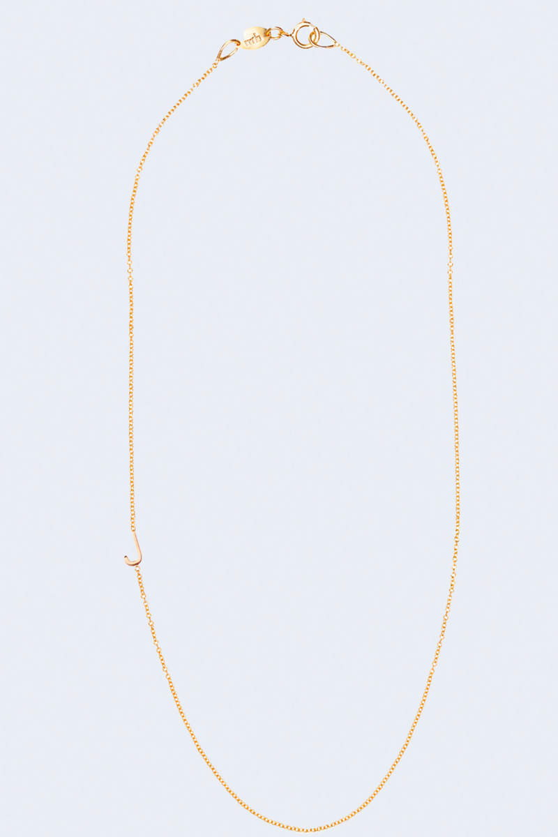 "J" Alphabet Letter Necklace in Rose Gold