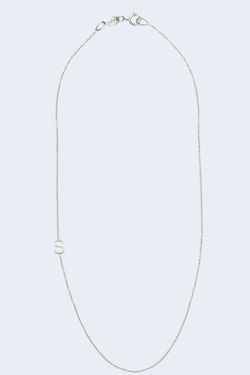 "S" Alphabet Letter Necklace in White Gold
