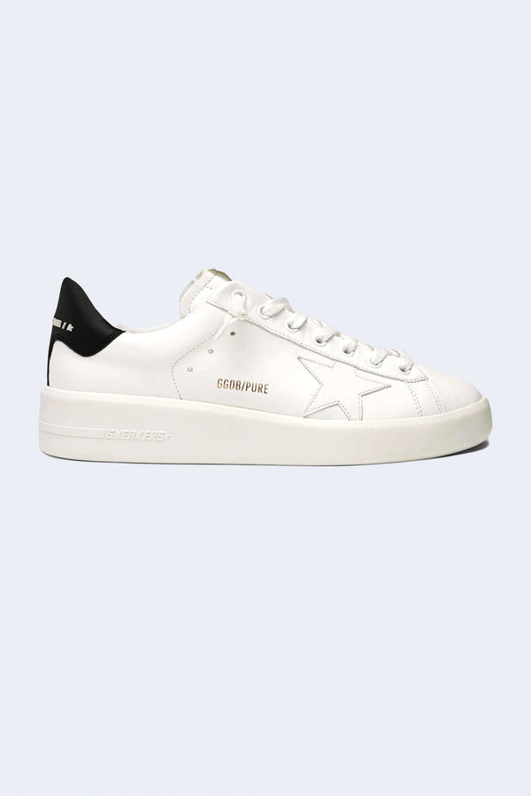 Men's Pure Star Leather Upper Sneakers in White and Black