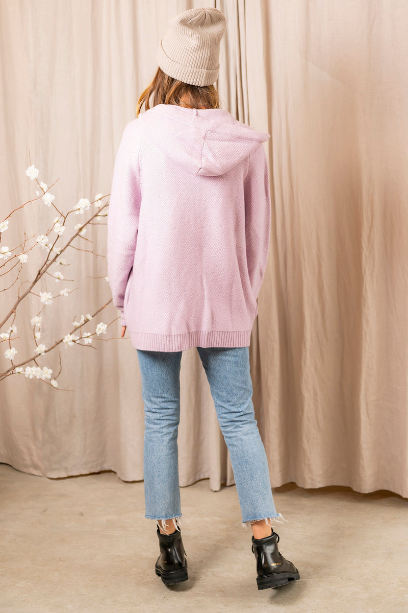 French Terry Zippered Hoodie in Lilac