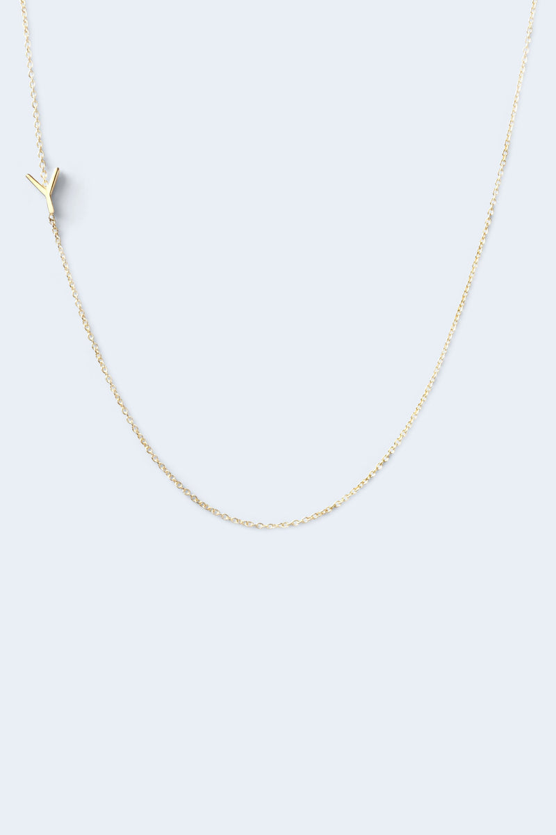 "Y" Alphabet Letter Necklace - Yellow Gold