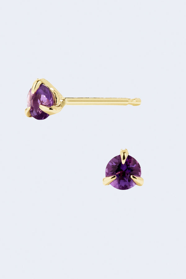 Polka Dot Amethyst Single Stud Earring in Yellow Gold