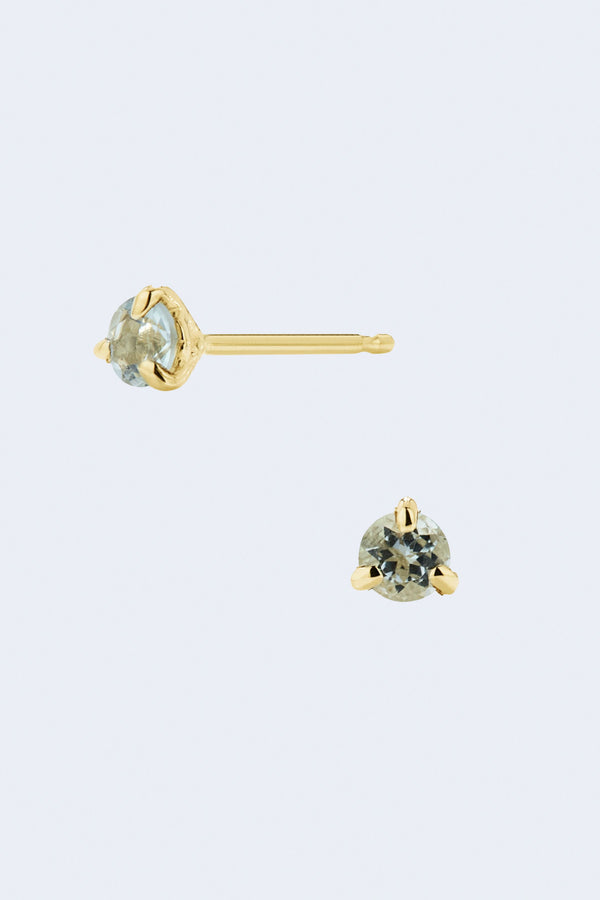 Polka Dot Aquamarine Single Stud Earring in Yellow Gold