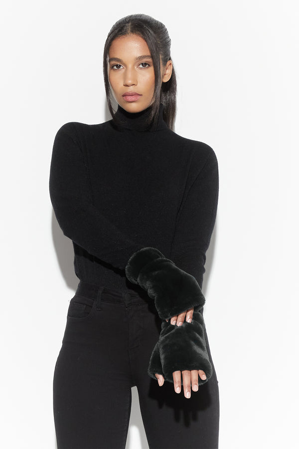 faux fur fingerless gloves