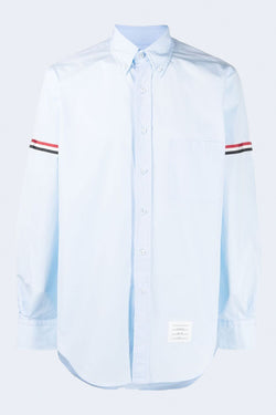 Classic Fit Cotton Poplin Shirt with Armband in Light Blue