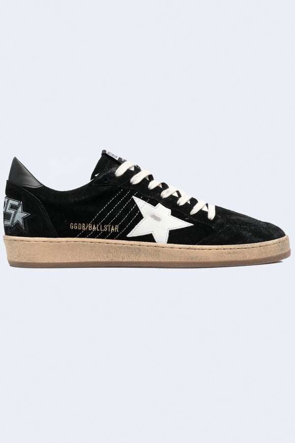 Men's Ball Star Suede Upper Stitching Sneaker in Black White