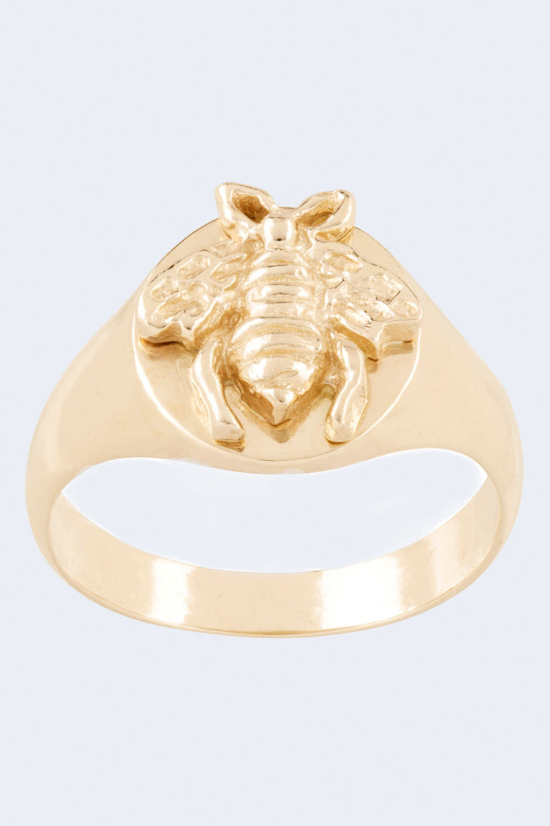 Bumble Bee Signet Ring in Yellow Gold