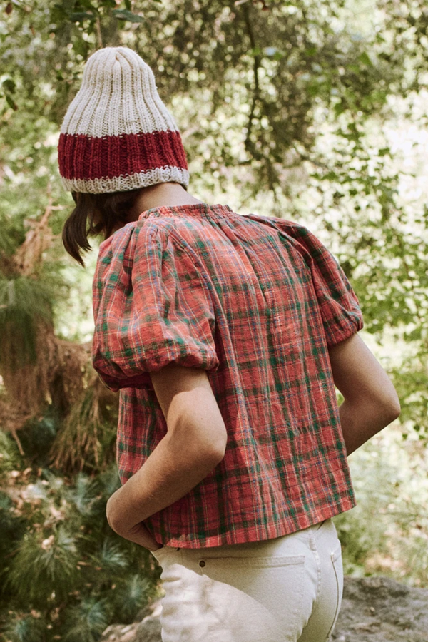 The Bell Top in Holly Plaid