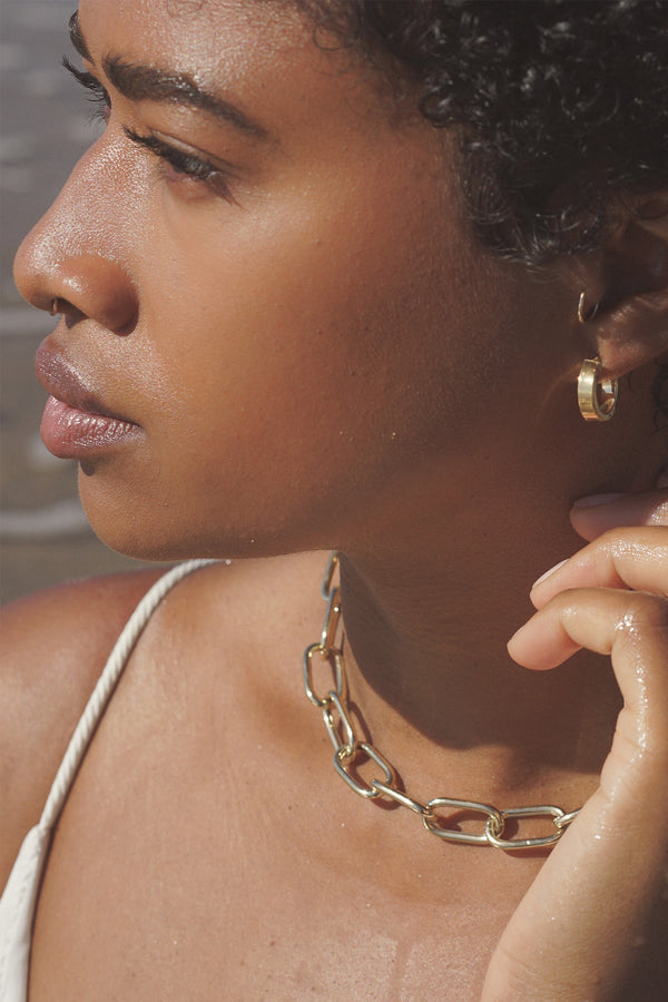 Chimi Squared Hoop Earrings in Yellow Vermeil