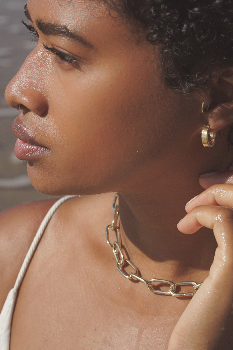 Chimi Squared Hoop Earrings in Yellow Vermeil