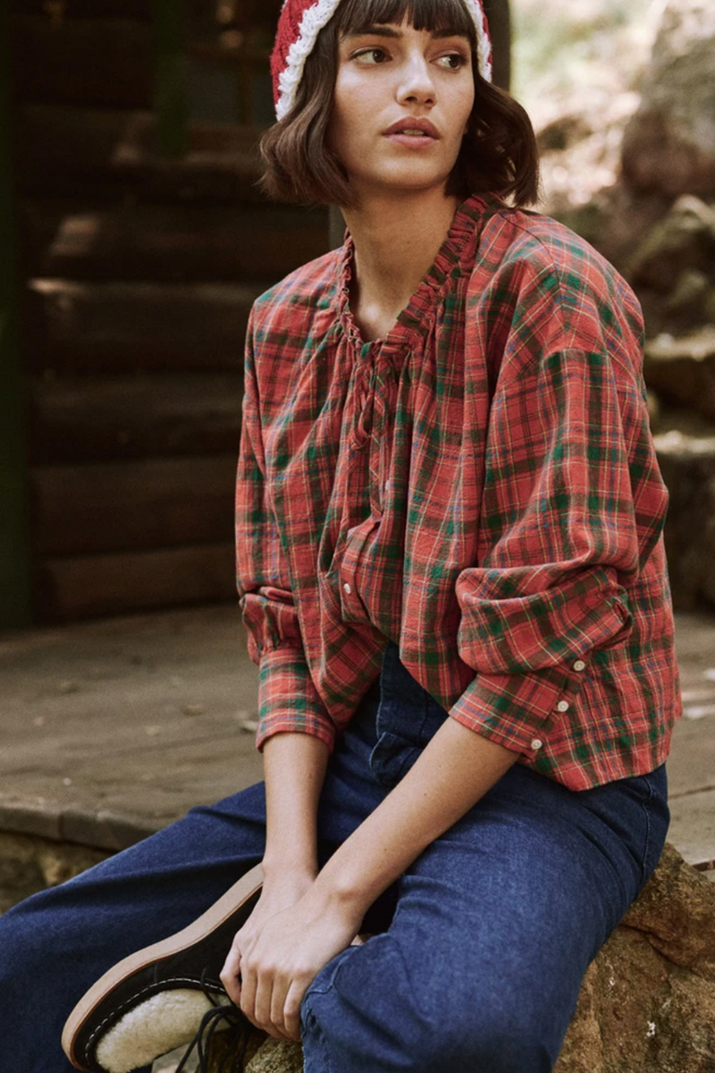 The Forage Top in Holly Plaid