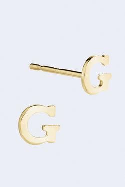 Letter G Initial Stud Single Earring in Yellow Gold
