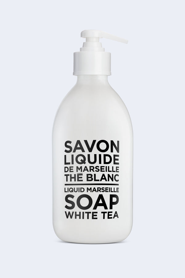 white pump bottle of liquid marseille soap