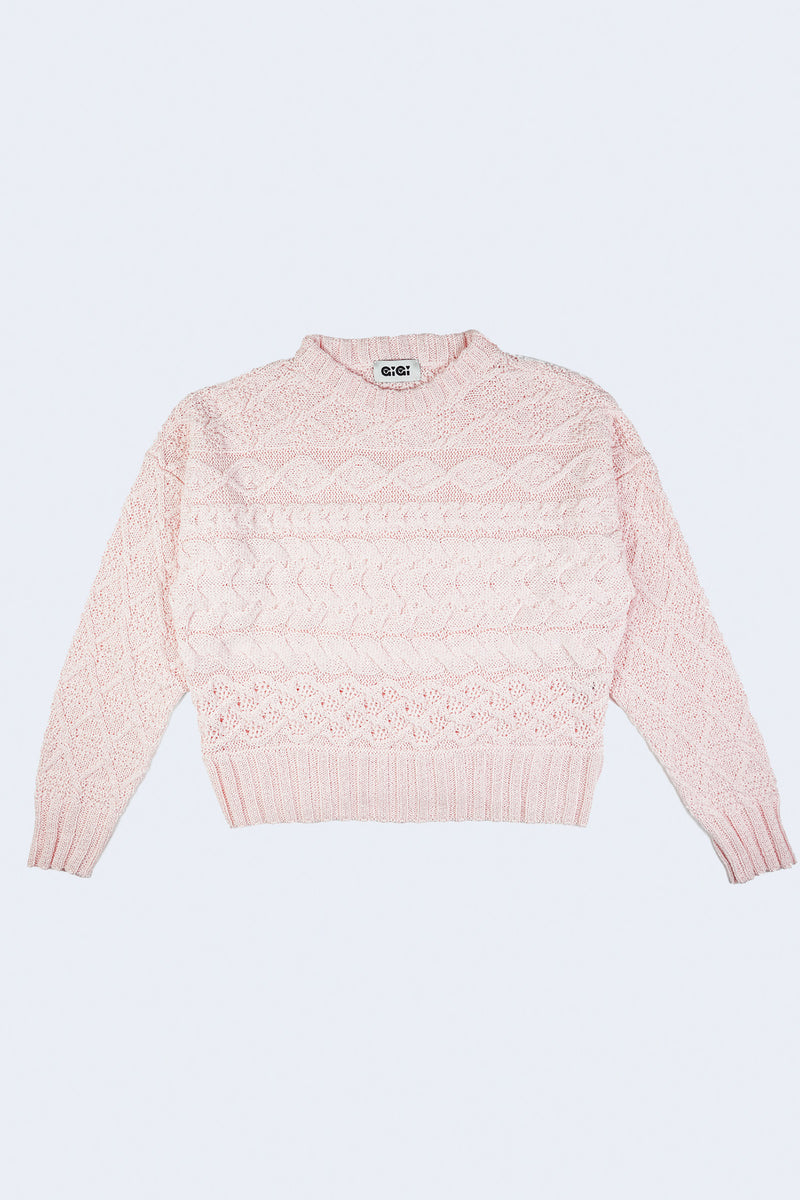 Cable Knit Sweater in Light Pink