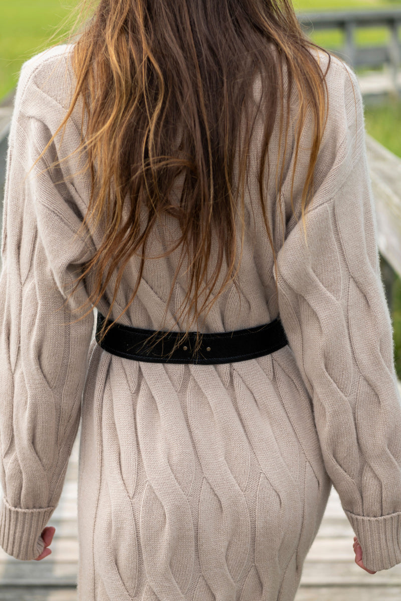 Leather String Belt in Nero