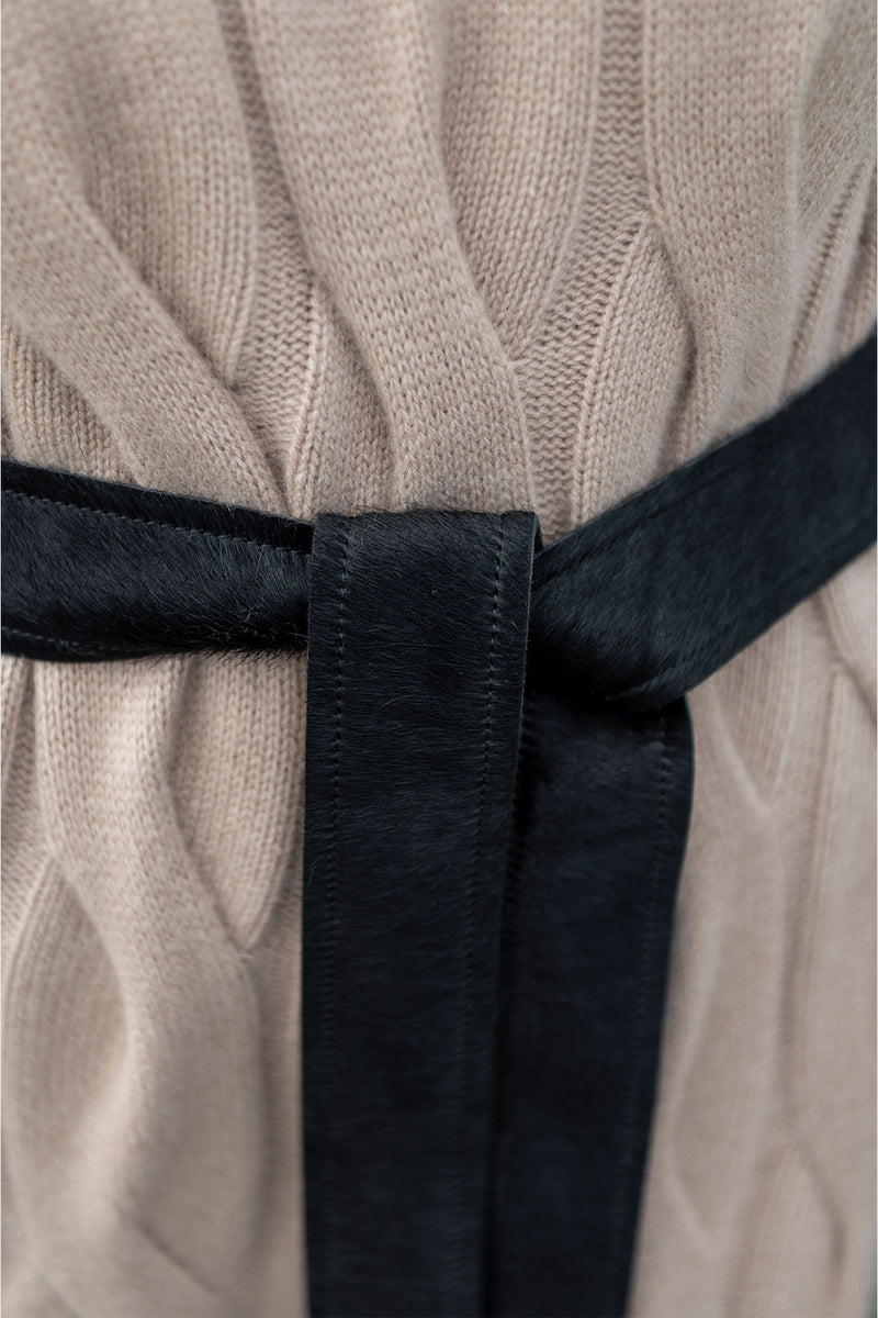Leather String Belt in Nero