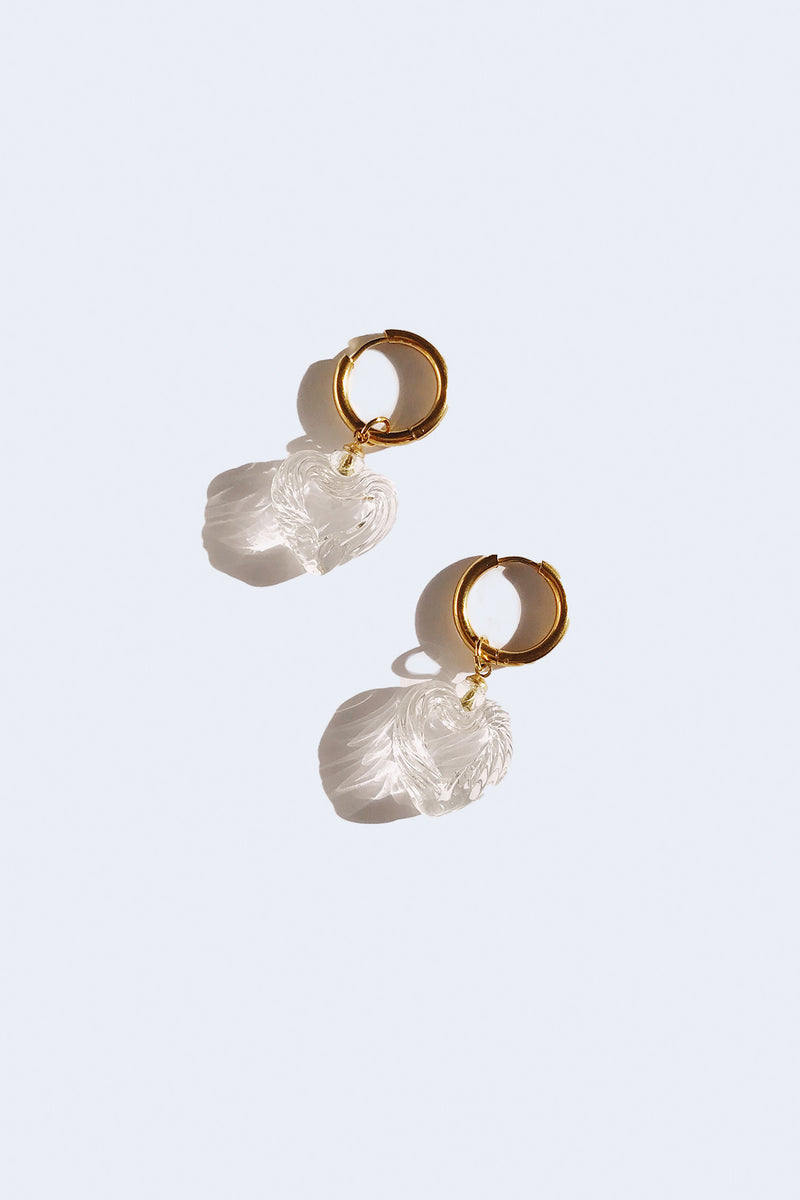 Cuore Gold Plated Hoop Earrings in Clear