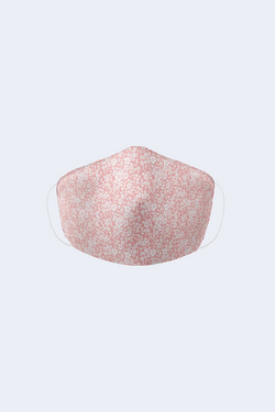 Triple Layered Community Mask in White Flowers
